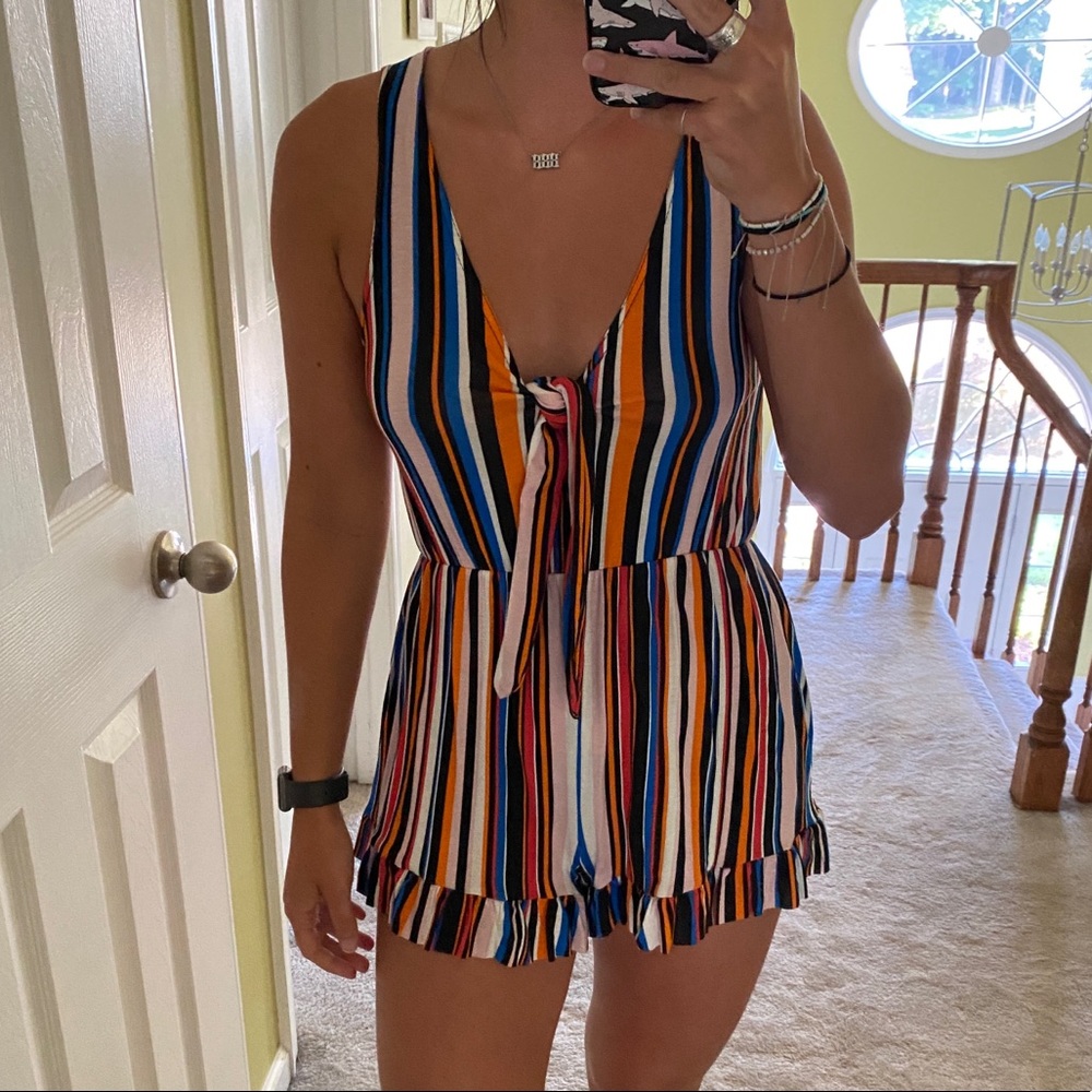 Boohoo Colorful Striped Romper